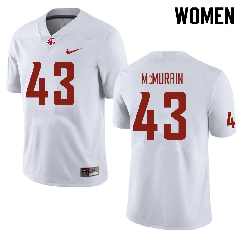 Women #43 Jamal McMurrin Washington State Cougars Football Jerseys Sale-White
